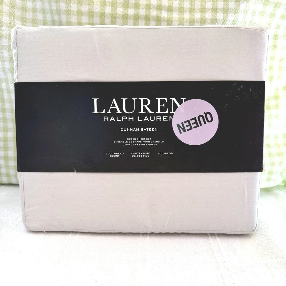 New!! Lauren Ralph Lauren 4 pc Queen OPAL GREY Durham Sateen Sheet Set